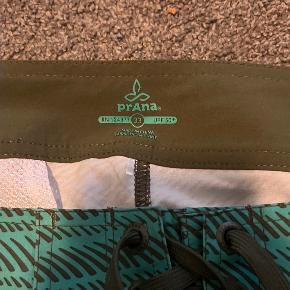 Men's Prana Green Board Shorts - Picture 3 of 4
